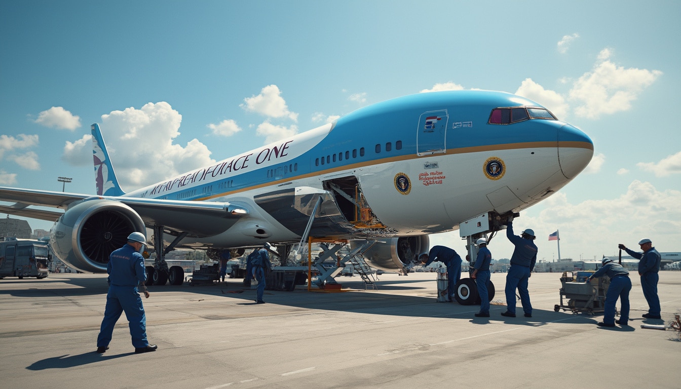 découvrez comment les états-unis accueillent un jet boeing du qatar, qui pourrait bientôt devenir le nouvel air force one, symbole de la puissance aérienne présidentielle. une collaboration étonnante entre deux nations, marquée par des enjeux diplomatiques et technologiques.
